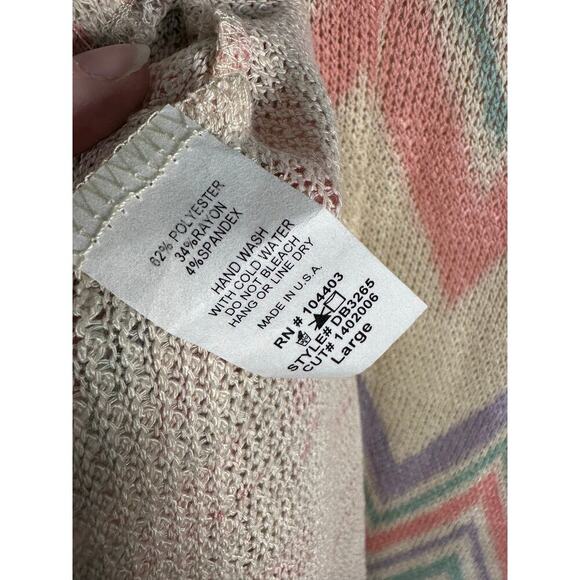 Blu Pepper Chevron Knit Tank Size Large EUC Pink Purple Green Boho Retro - Picture 3 of 5